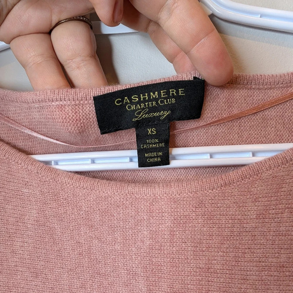 Cashmere Charter Club Luxury XS Pink Boat Neck  100% Cashmere Sweater Tunic - Picture 3 of 11